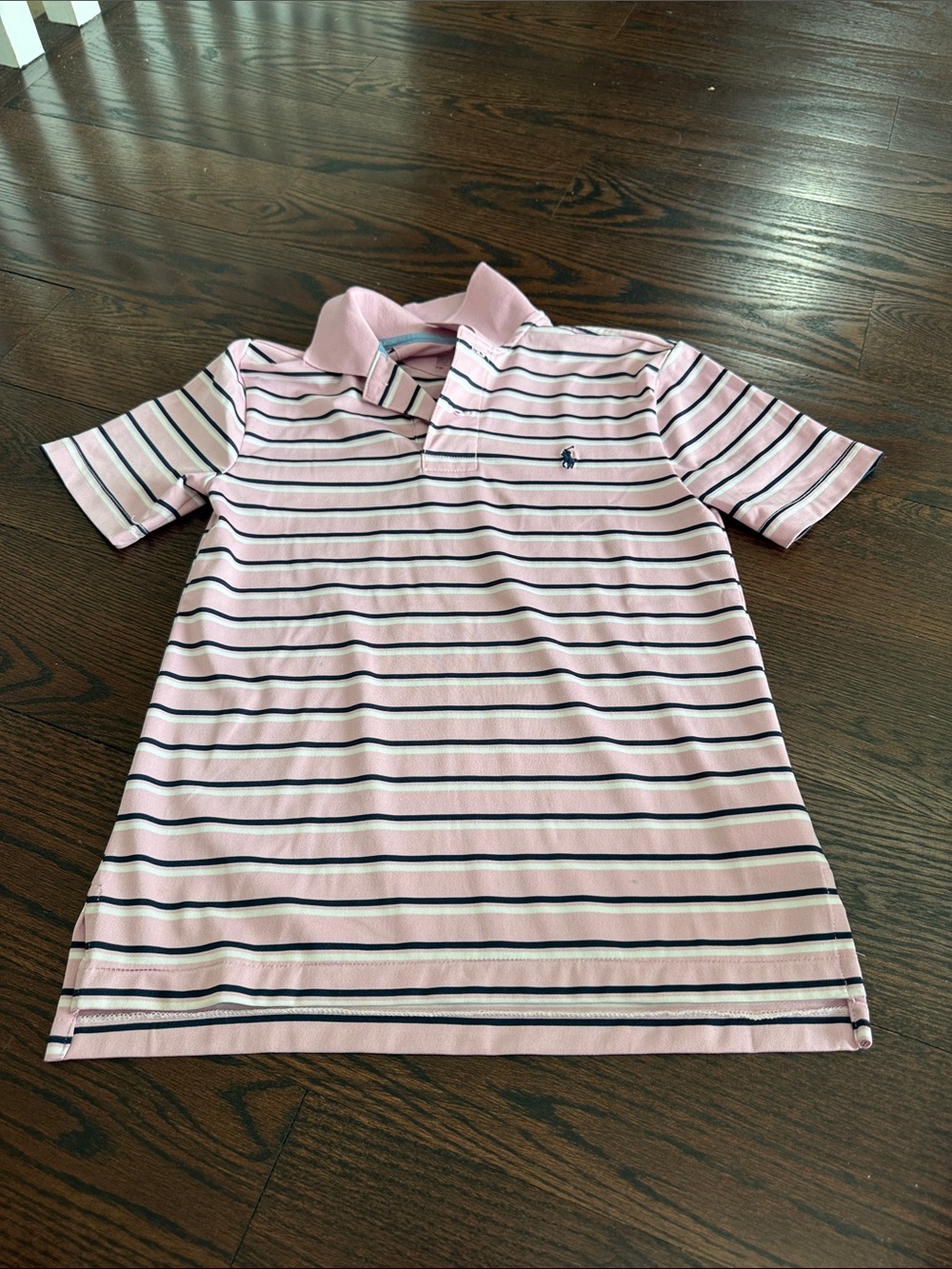 Kids Pink Striped Polo Shirt - Classic Short Sleeve